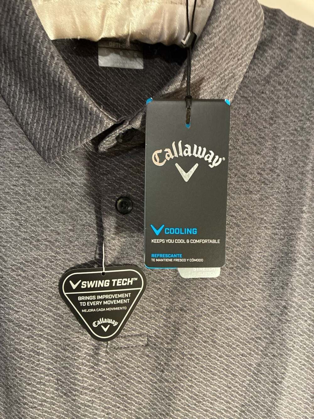 Callaway Opti-Dri Golf Shirt Size L Black Heather Jacquard Stretch